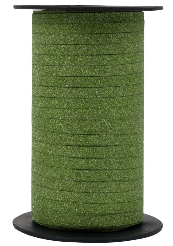 Glamour Glitzer-Kräuselband, fresh green, 5 mm breit - polyband