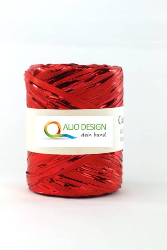 Metallraffia, rot metallic, 10 mm breit - raffia, polyband