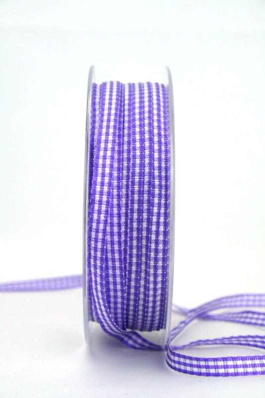 0,35€/m weiches Karoband 5mm Vichykaro Karoband wetterfest lila violett 