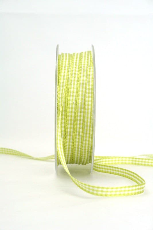 Vichy-Karoband hellgrün, 6 mm breit - karoband, karierte-baender, geschenkband-kariert