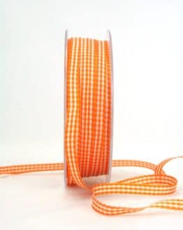 Vichy-Karoband orange, 6 mm breit - karierte-baender, geschenkband-kariert, karoband