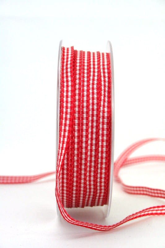 Vichy-Karoband rot, 6 mm breit - valentinstag, muttertag, karoband, karierte-baender, geschenkband-kariert