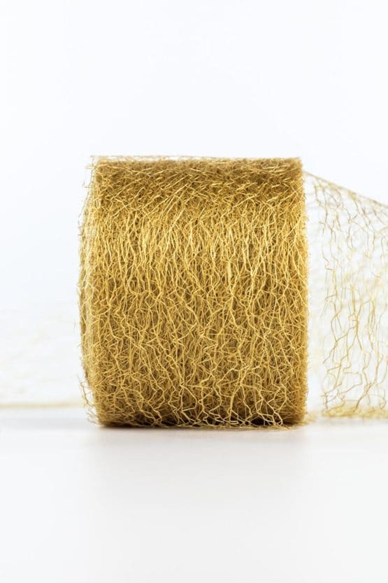 Netzband, gold, 70 mm breit - geschenkband-einfarbig, dekoband, netzband, outdoor-baender