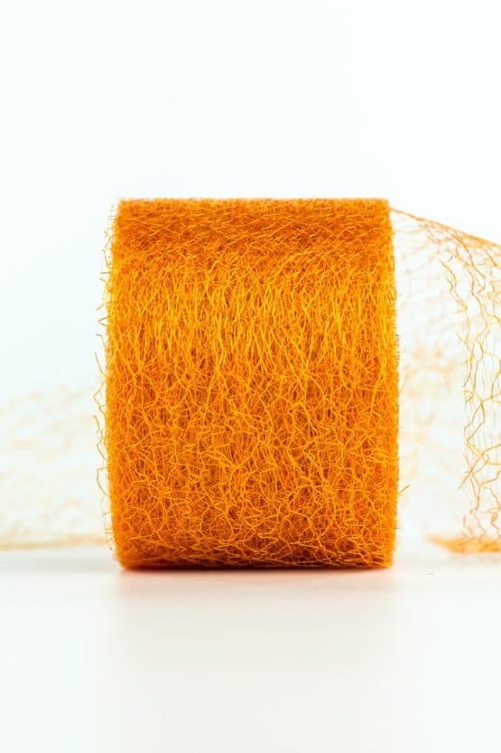 Netzband, orange, 70 mm breit - dekoband, netzband, outdoor-baender, geschenkband-einfarbig