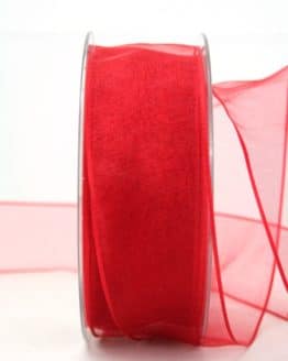 Organzaband rot, 40 mm, mit Drahtkante - organzaband-mit-drahtkante, organzaband-einfarbig, sonderangebot