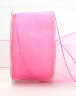 Organzaband rosa, 60 mm, mit Drahtkante - organzaband-mit-drahtkante, organzaband-einfarbig