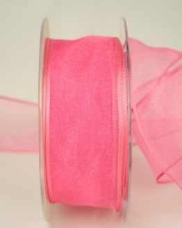 Organzaband pink, 40 mm, mit Drahtkante - organzaband-mit-drahtkante, organzaband-einfarbig