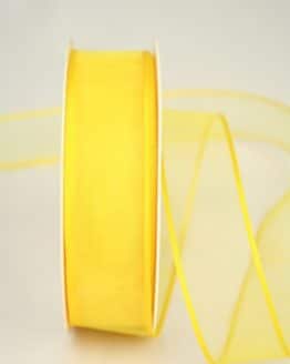 Organzaband mit Webkante, gelb, 25 mm - sonderangebot, organzaband-einfarbig