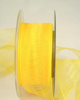 Organzaband Valencia, gelb, 40 mm - organzaband-gemustert, 50-rabatt