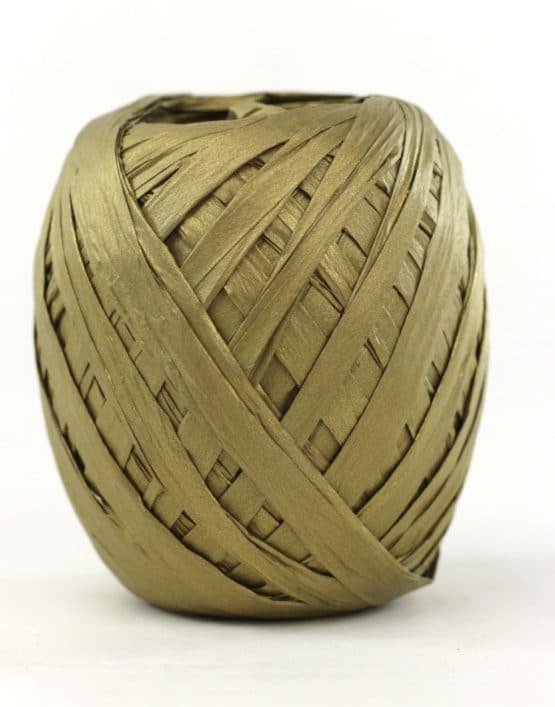 Raffia aus Papier gold matt, Naturlook, 7 mm breit - raffia, polyband