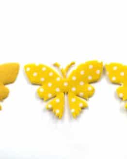 Schmetterling mit Punkten, gelb, 52 mm, 20 Stück - accessoires