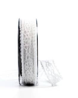 Feines Spitzenband, weiß, 25 mm breit - spitzenbaender, vintage-baender, hochzeit