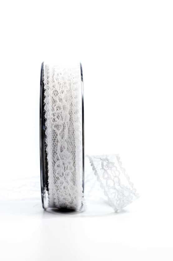 Feines Spitzenband, weiß, 25 mm breit - vintage-baender, hochzeit, spitzenbaender