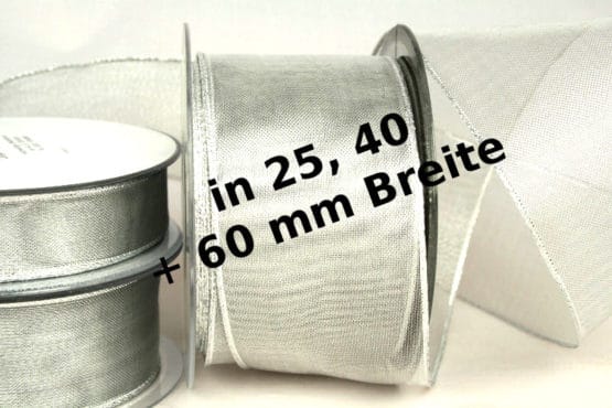 Transparentes Dekoband für Weihnachten, 25, 40 und 60 mm, silber - weihnachtsband