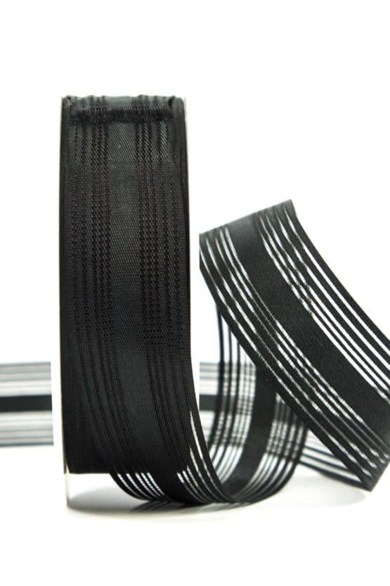 Trauerflor, gestreift, schwarz, 25 mm breit