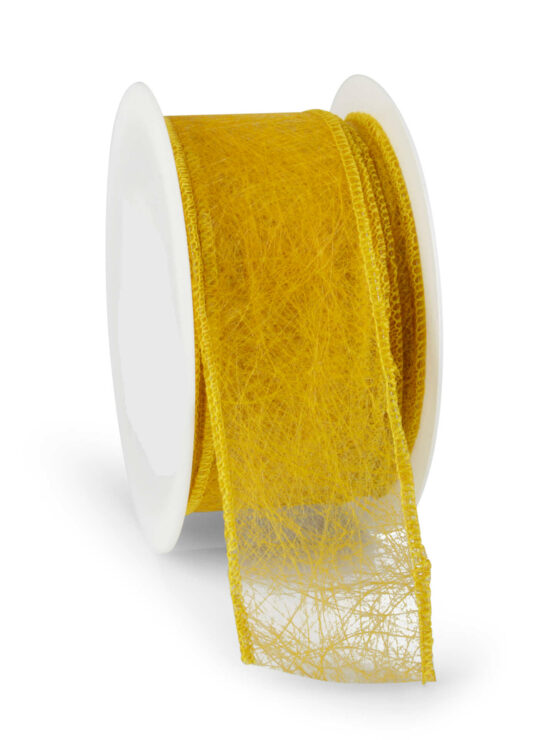 Wetterfestes Vliesband mit Drahtkante, goldgelb, 60 mm breit - vliesbaender, outdoor-baender, andere-baender