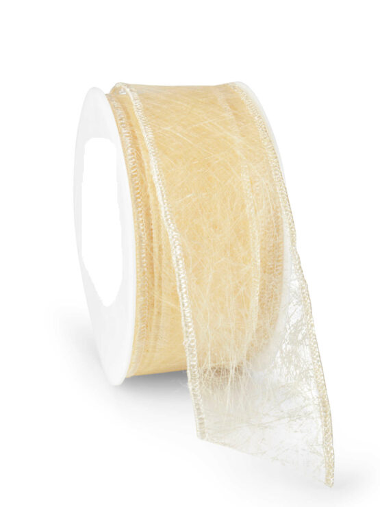 Wetterfestes Vliesband mit Drahtkante, creme, 60 mm breit - vliesbaender, outdoor-baender, andere-baender